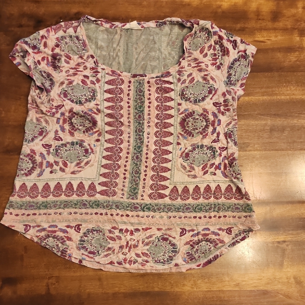 Lucky Brand Pink Graphic Relaxed Blouse
